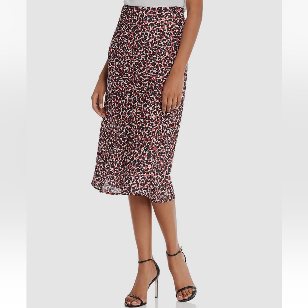 Sanctuary Black Red Leopard Print Everyday Midi Skirt Size Large L Anthropology